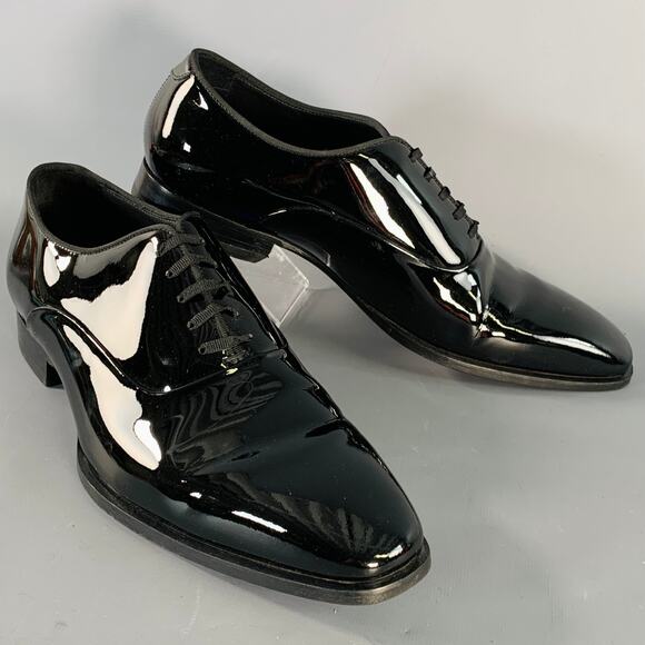 SUITSUPPLY Size 9.5 Black Patent Leather Oxford Tuxedo Lace-Up Shoes